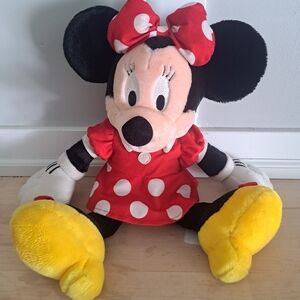 Disney Minnie Mouse Plush Doll – 19” Red Polka Dot Dress & Bow – Vintage Disney